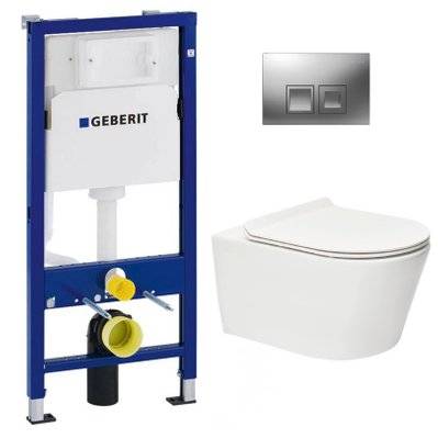Pack WC Bati-support Geberit Duofix UP100 + WC sans bride SAT Brevis + Abattant ultra-fin - 0734077004783 - 0734077004783