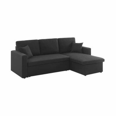 Canapé d'angle convertible en tissu noir - IDA - 3 places. fauteuil d'angle réversible coffre rangement lit modulable - 3760350656506 - 3760350656506