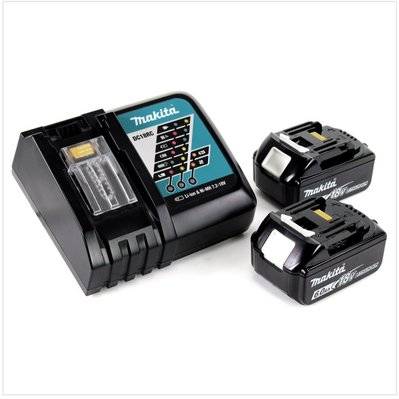 Makita Kit Power Set avec 2x Batteries BL 1860 B 6,0 Ah 18 V + Chargeur rapide DC 18 RC - 11328 - 4250559934837
