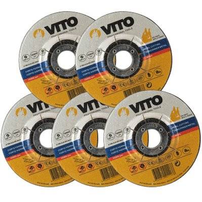 Lot de 5 disques à tronçonner 125mm VITO METAL Alésage 22,2mm Usage intensif - 4754 - 3701107750306