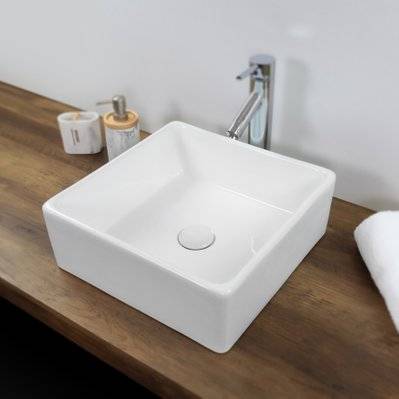SALINE Vasque carrée à poser lavabo en céramique blanche 38 x 38 cm - 262#IZI#4621 - 3701041646352