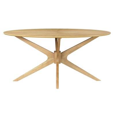 Table à manger design ovale chêne L160 cm DIELLI - - 50662 - 3662275130843