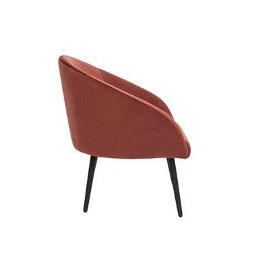 Fauteuil design en tissu velours rouge tomette et métal noir OLIVIA - L79xP69.5xH78.5 - 52614 - 3662275134339