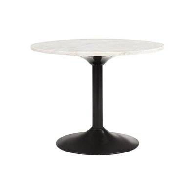 Table basse en marbre et métal noir D60 cm COPEN - L60xP60xH45 - 50569 - 3662275132403