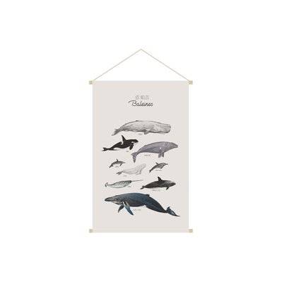 Kakemono enfant tableau en toile suspendue illustration baleines L40 x H60 cm OCEAN - - 53445 - 3662275135121