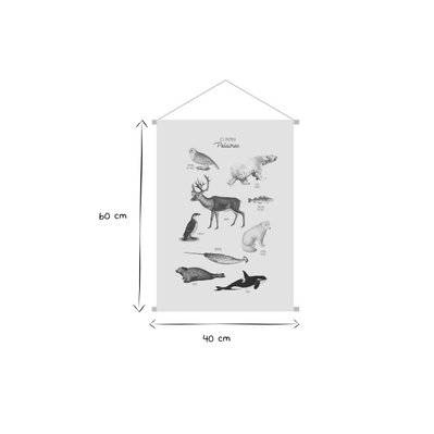 Kakemono enfant tableau en toile suspendue illustration animaux polaires L40 x H60 cm POLAR - - 53446 - 3662275135466