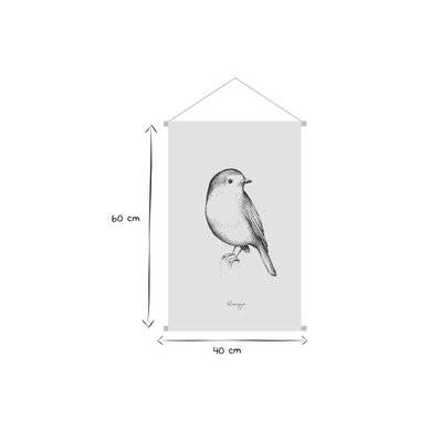 Kakemono tableau en toile suspendue illustration oiseau L40 x H60cm MELODY - - 53452 - 3662275135145