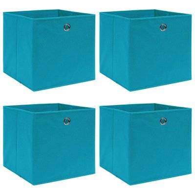 vidaXL Boîtes de rangement 4 pcs Bleu azuré 32x32x32 cm Tissu - 288373 - 8719883891422