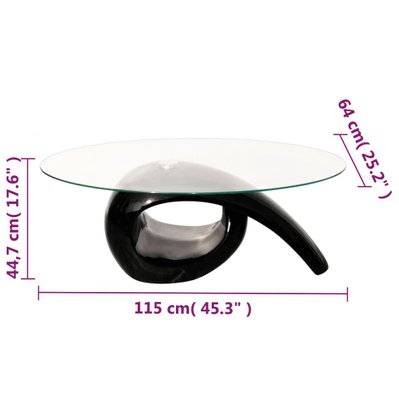 vidaXL Table basse avec dessus de table en verre ovale Noir brillant - 240432 - 8718475852025
