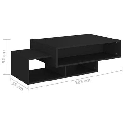 vidaXL Table basse Noir 105x55x32 cm Aggloméré - 808523 - 8720286610619