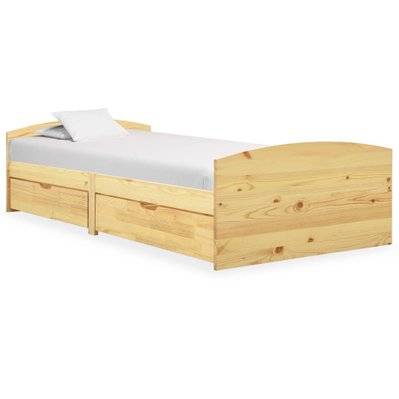 vidaXL Cadre de lit avec 2 tiroirs bois de pin massif 90x200 cm - 322154 - 8720286189344