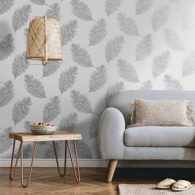 DUTCH WALLCOVERINGS Papier peint Fawning Feather Gris clair - 437410 - 5022976126268