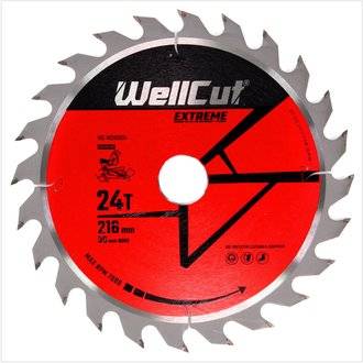 WellCut WC-M2163024 TCT Lame de scie 216 x 2,4 x 30 mm, 24 dents