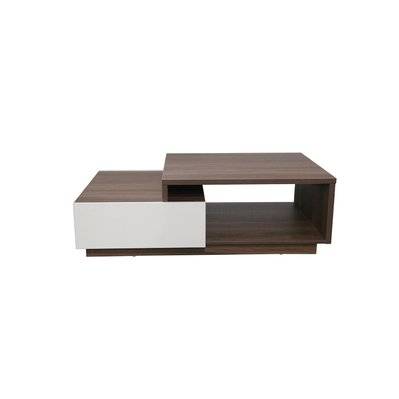Table basse en bois foncé et tiroirs blanc MONTREAL - 229025 - 3760313249639