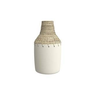 Vase blanc Enora en terre cuite H37cm