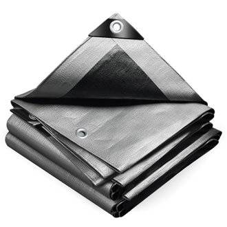 VOUNOT Bâche de Protection en Polyéthylène resistant et impermeable 240g/m² gris et noir 3x4m