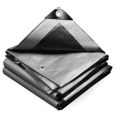 VOUNOT Bâche de Protection en Polyéthylène resistant et impermeable 240g/m² gris et noir 4x6m - 6796946145303 - 6973424412206