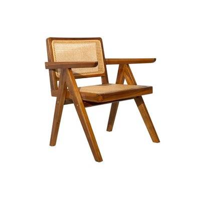 Chaise vintage en bois teck massif et cannage rotin JANNIE - L56.5xP57xH82 - 53222 - 3662275136371
