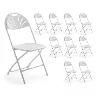 Lot de 10 chaises pliantes ajourées - Blanc