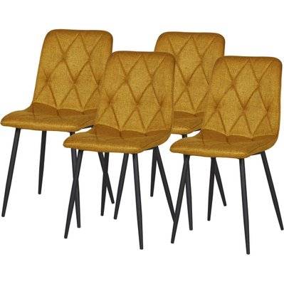 Lot de 4 - Chaise SALY Or - assise Tissu pieds Metal Noir - SUP158301DO - 8790268301156