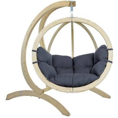Ensemble fauteuil suspendu Globo chair avec support anthracite - coussin imperméable - 50106 - 3700866341725
