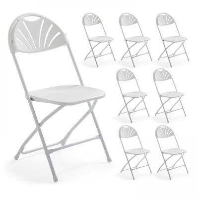 8 chaises pliantes de réception blanches - 101627 - 3663095010841