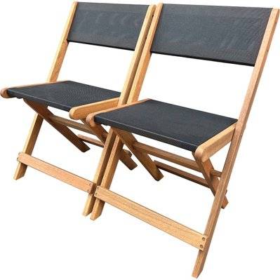 Chaise pliante en bois exotique "Seoul" - Maple - Noir - Lot de 2 - 125816 - 3700746499621
