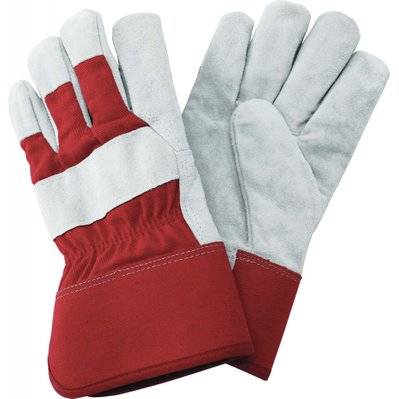 Gants de jardinage renforcés tissu et cuir Gloves Rouge gris - Taille L - 54446 - 5060396799747
