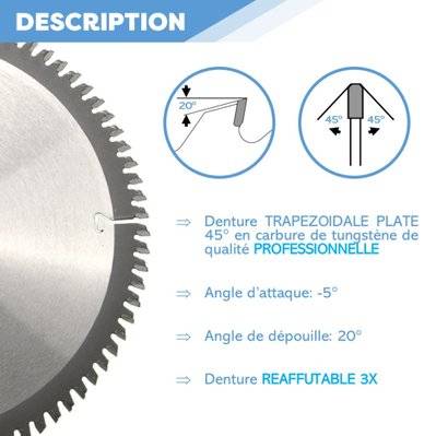 Lame Scie Circulaire Finition Bois/Alu - Table Combinée Toupie - 80 Dents Nég Trap Plate - D 250mm Al 30mm 3,2/2,2mm - DIAMWOOD - 66860 - 3664100155786