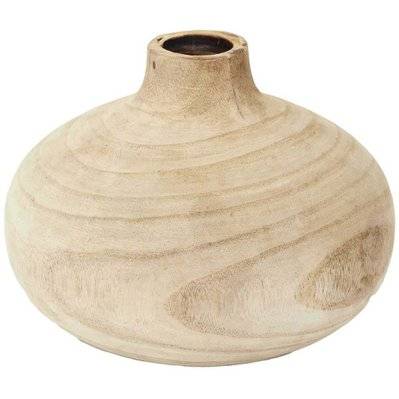 Vase rond en bois de bancoulier Ruche - 58527 - 3664944407508