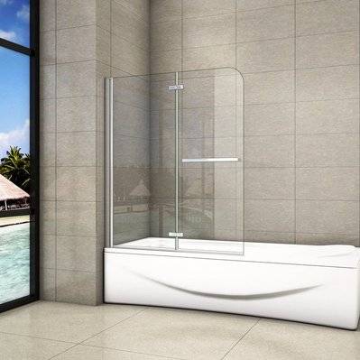 Pare-baignoire 120x140cm pivotant 180° , écran de baignoire en 6mm verre anticalcaire avec une poignée en Inox - BP_VS2E-12H - 0302411715789