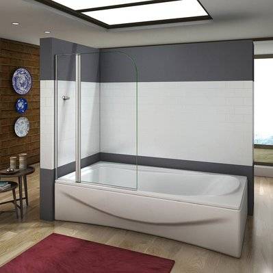 Pare-baignoire 100x140cm pivotant à 180°, écran de baignoire en verre 5mm trempé et anticalcaire avec porte-serviette - BP_V2BE-10B - 0302411715796