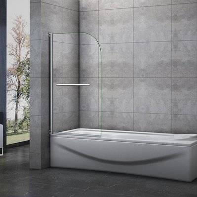 Pare-baignoire 70x130cm pivotant 180 degrés en verre trempé écran de douche avec porte-serviette - BP_K1-70H-13 - 0302411715840