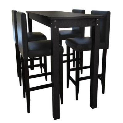 Set de 1 table de bar et 4 tabourets noir - 160725 - 8718475847595