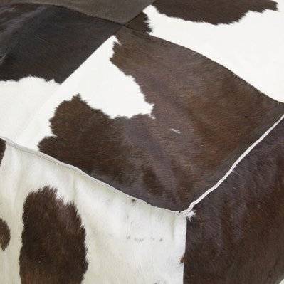 Pouf carré en peau de vache véritable - 58242 - 3238920824193