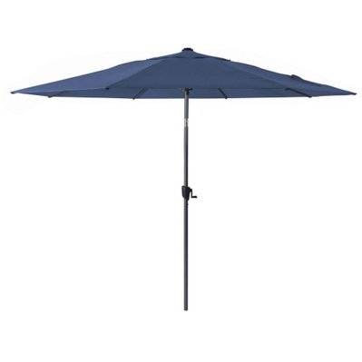 Grand parasol aluminium 3.5 m Roseau gris et bleu - 72790 - 3700103087065