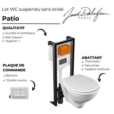 Pack WC suspendu sans bride JACOB DELAFON Patio + porte-balai Eo - E29393-00_E77871-CP - 3701068234341