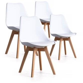 Lot de 4 chaises scandinaves "BJORN"  - 48 x 43 x 80 cm - Blanc