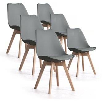 Lot de 6 chaises scandinaves "BJORN"-  48 x 43 x 80 cm - Gris