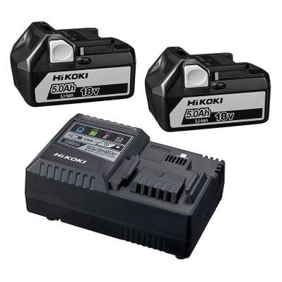 Pack Batteries HIKOKI UC18YSL3WGZ 2 x 5,0Ah Li-ion + Chargeur rapide 18V & 36V - UC18YSL3WGZ - 4966376409716