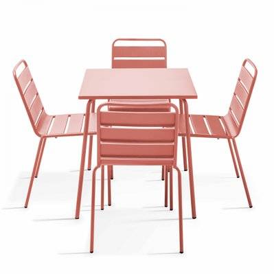 Ensemble table de jardin et 4 chaises en métal argile 70 x 70 x 72 cm - 109185 - 3663095130167