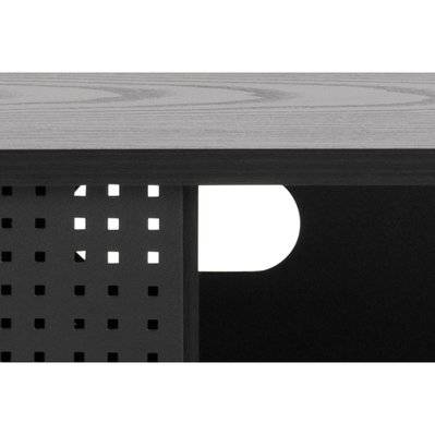 Meuble TV 140 cm noir avec porte coulissante et 1 niche JUPITER 140 x 40 x 45 cm - 229699 - 3760285051377