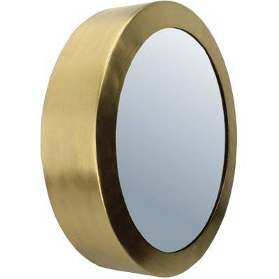 Miroir rond bord large en métal 50 cm doré - 59369 - 8719533158141