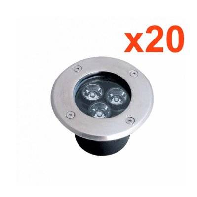 Spot LED Encastrable Extérieur IP65 220V Sol 3W 80° (Pack de 20