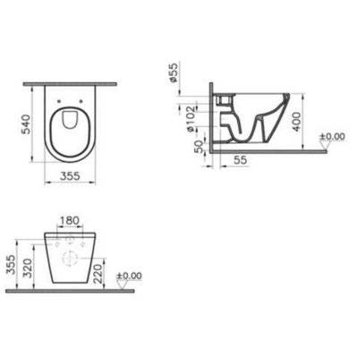 Villeroy & Boch Pack WC bâti-support + WC sans bride Vitra Integra + Abattant softclose + Plaque chrome (ViConnectIntegraRim2-3) - 0734077010340 - 0734077010340