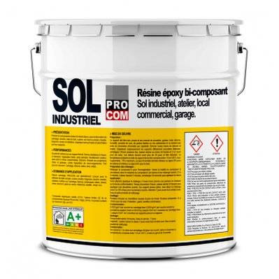 Peinture époxy sol industriel et garage, trafic intensif - Résine Époxy Sol PROCOM Kit 20 Kg Blanc - 180_1539 - 3700070120741