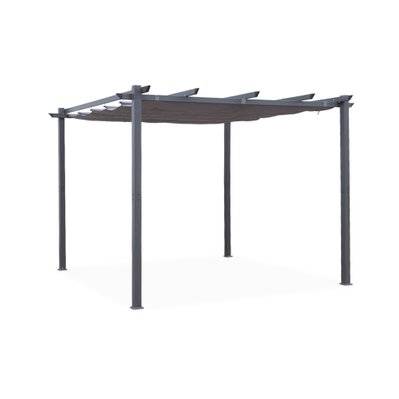Pergola aluminium - Isla 3x3m -  Toile grise - Tonnelle idéale pour votre terrasse. toit rétractable. toile coulissante. - 3760350659361 - 3760350659361