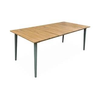 Table de jardin bois d'acacia et acier galvanisé MARINGA. savane.  L200 x P90 x H76cm