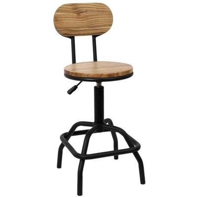 Chaise de bar hauteur réglable en bois et métal Ace - 59764 - 3664944427032