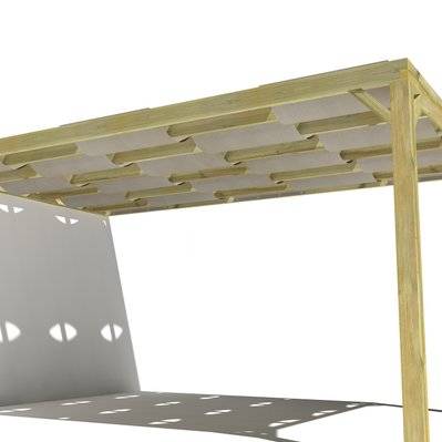 Pergola bois Cubique adossée • 3m x 5m • Option protection solaire • Livraison comprise - p035advo0 - 7863773111358